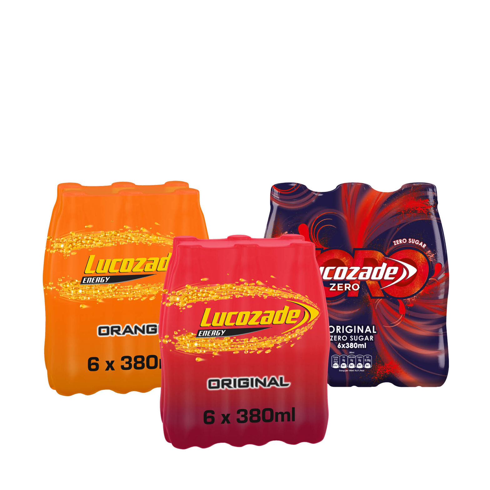 Lucozade Energy Orange /Original / Zero Bottle 6 Pack